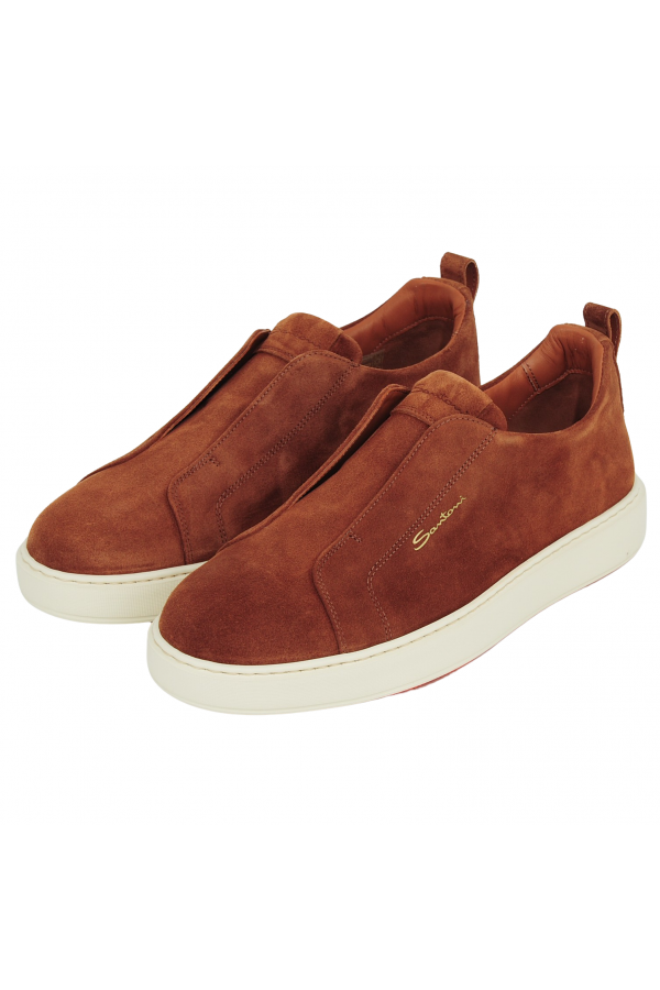 Santoni velvet boat shoes - Red