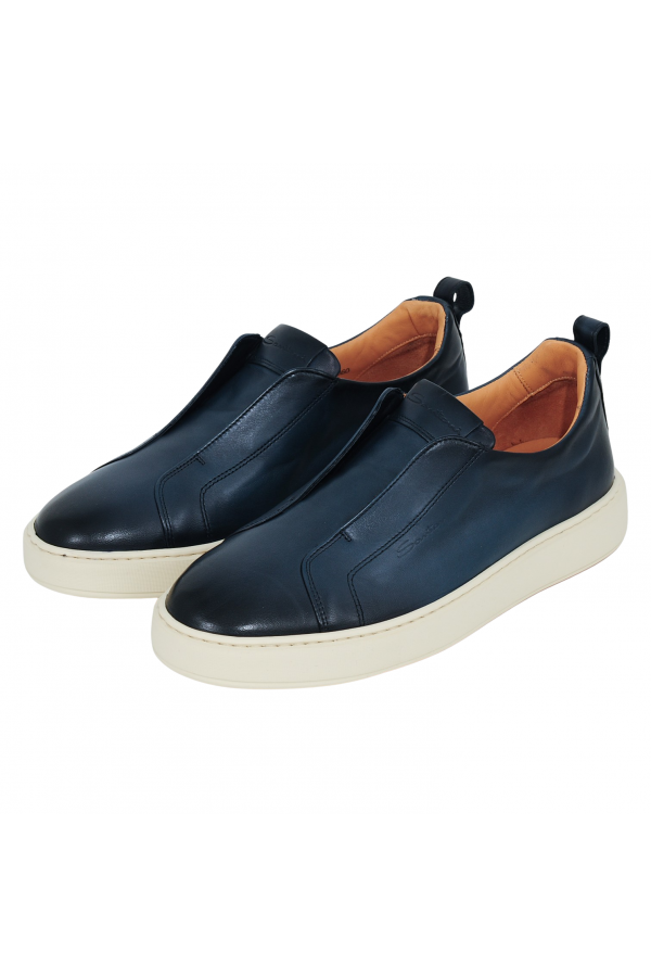 Santoni leather slip-on loafers - Blue